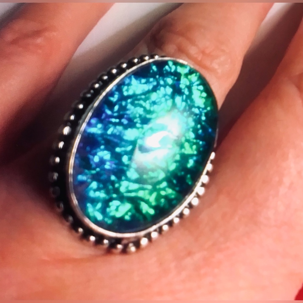 Triplet Fire Opal Stamped 925 Sterling Silver Ring